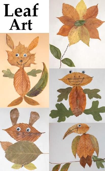 Collages feuilles mortes animaux