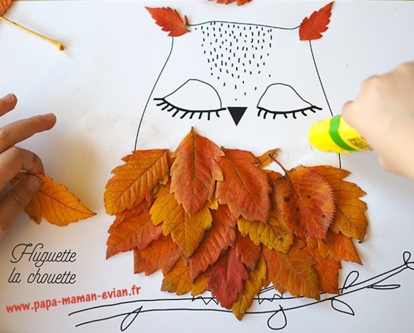 Collages feuilles mortes animaux