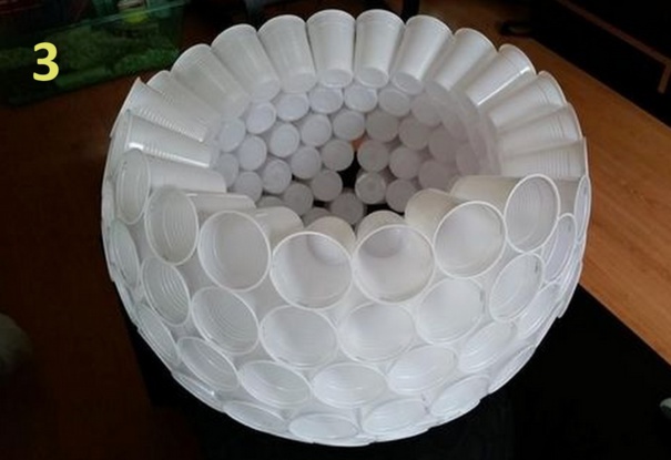 Faire un bonhomme de neige avec des gobelets en plastique Faire un bonhomme de neige avec des gobelets en plastique