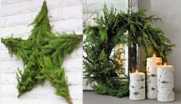 Décorations de Noël en tiges et branches de sapin Décorations de Noël en tiges et branches de sapin