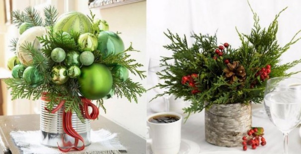 Décorations de Noël en tiges et branches de sapin