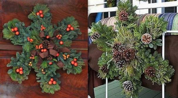 Décorations de Noël en tiges et branches de sapin
