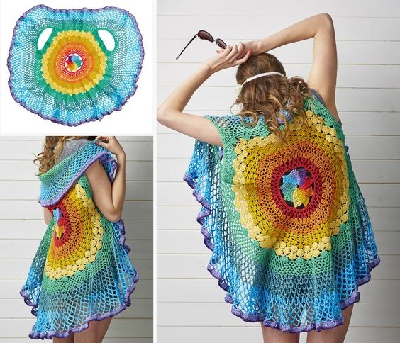Faire un gilet circulaire en laine ou une veste mandala au crochet Faire un gilet circulaire en laine ou une veste mandala au crochet