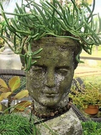 Décorations statues à têtes végétalisées Décorations statues à têtes végétalisées