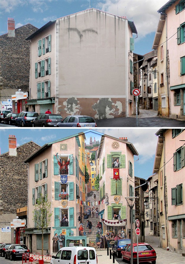 Peintures murales Street Art le avant/après