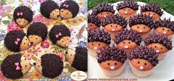 Biscuits et cupcakes hérissons
