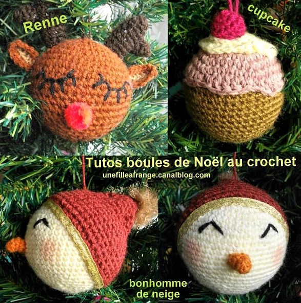 Boules de Noël au crochet, tutos