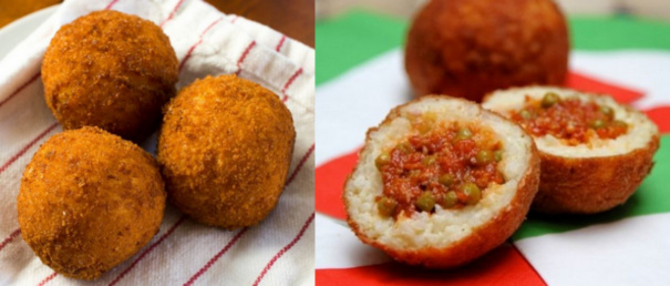 Arancini, boules de riz panées frites