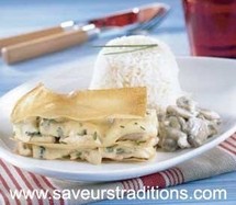 Mille feuilles au poulet et au Bleu d'Auvergne