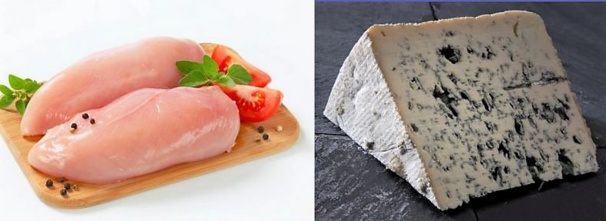 Mille feuilles au poulet et au Bleu d'Auvergne