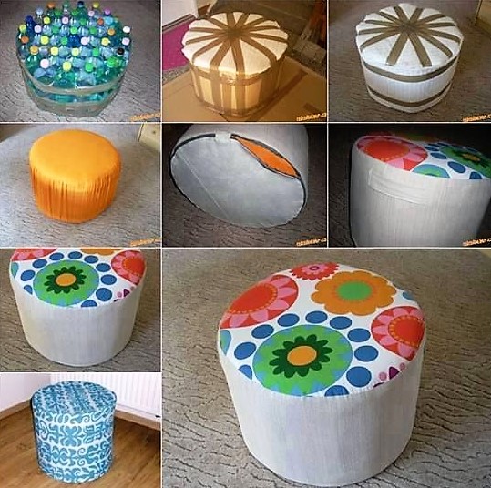 Faire un pouf avec des bouteilles en plastique