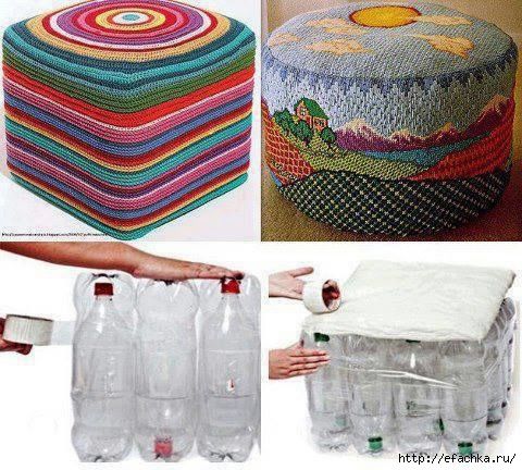 Faire un pouf avec des bouteilles en plastique