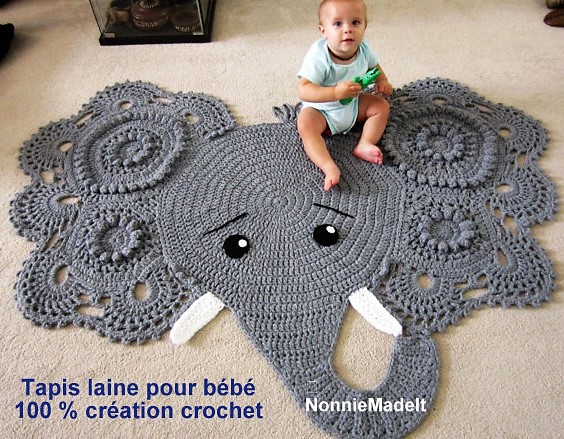 Tapis éléphants au crochet