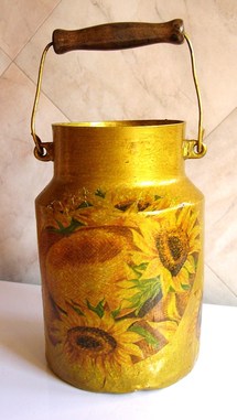Décorations pour Pots à Lait avec du serviettage Décorations pour Pots à Lait avec du serviettage