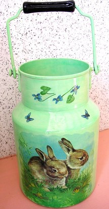 Décorations pour Pots à Lait avec du serviettage Décorations pour Pots à Lait avec du serviettage