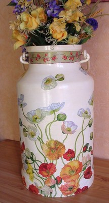 Décorations pour Pots à Lait avec du serviettage Décorations pour Pots à Lait avec du serviettage