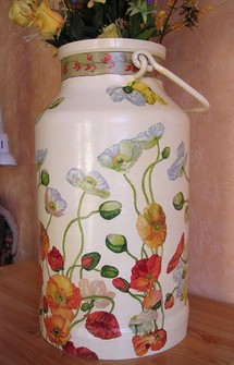 Décorations pour Pots à Lait avec du serviettage Décorations pour Pots à Lait avec du serviettage