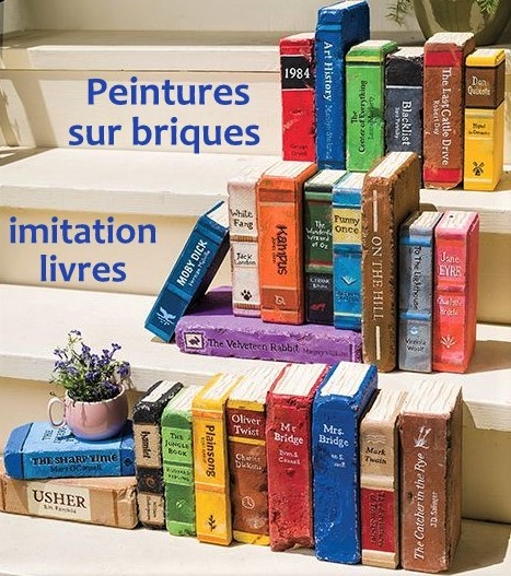 Faire une fausse bibliothèque avec des briques peintes Faire une fausse bibliothèque avec des briques peintes
