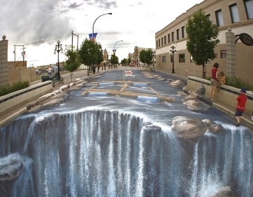 une rue entière redécorée façon torrent en cascade..