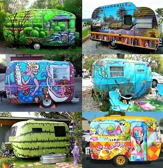 Jolies caravanes décorées peintures originales Jolies caravanes décorées peintures originales