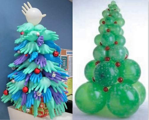 Sapins Noël gonflables en gants et ballons