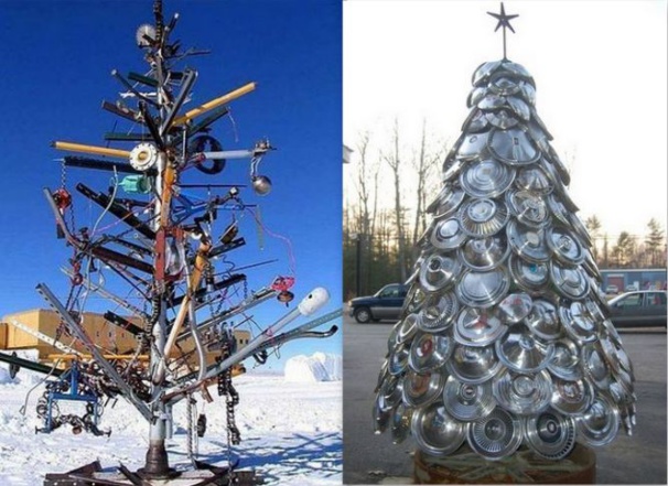 Sapins Noël en matériaux recyclés...du recyclage déco !