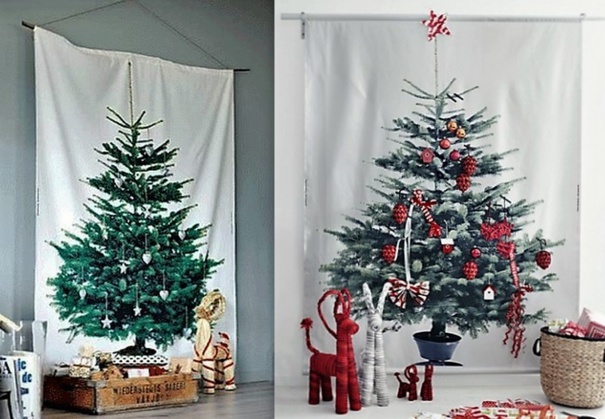 Sapins Noël imprimés sur tissu