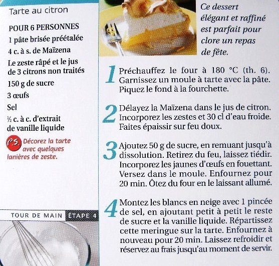 Fiche cuisine : Tarte au citron meringuée !