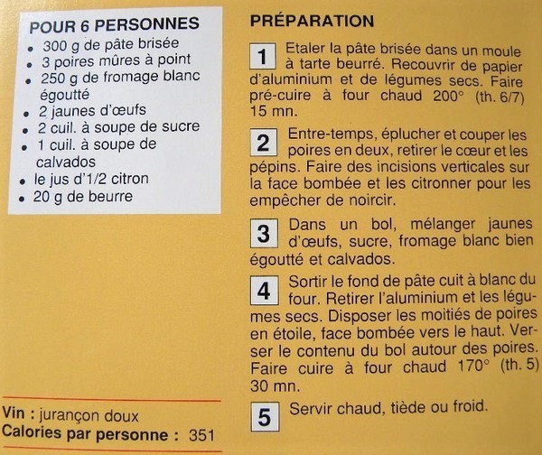 2 recettes Tartes aux poires 2 recettes Tartes aux poires