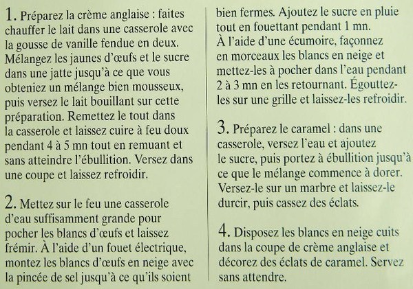 Fiche cuisine, îles flottantes au caramel ! Fiche cuisine, îles flottantes au caramel !