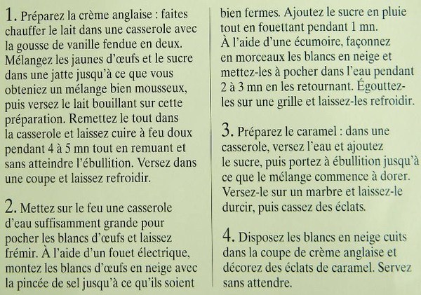 Fiche cuisine, îles flottantes au caramel !