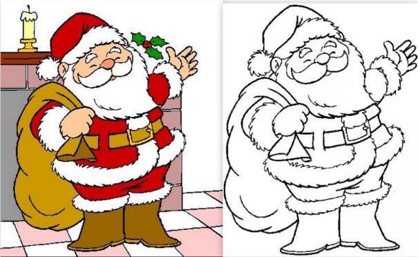 Modèles de Père Noël à dessiner, colorier ou découper !