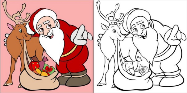Modèles de Père Noël à dessiner, colorier ou découper !