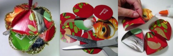 Faire une boule de Noël en matériau de récup ! Faire une boule de Noël en matériau de récup !