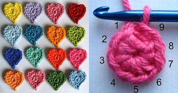 Faire des coeurs au crochet, les tutos