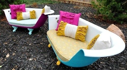 Vieilles baignoires recyclées pour le jardin