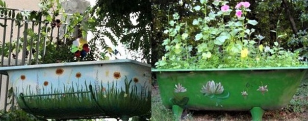 Vieilles baignoires recyclées pour le jardin Vieilles baignoires recyclées pour le jardin