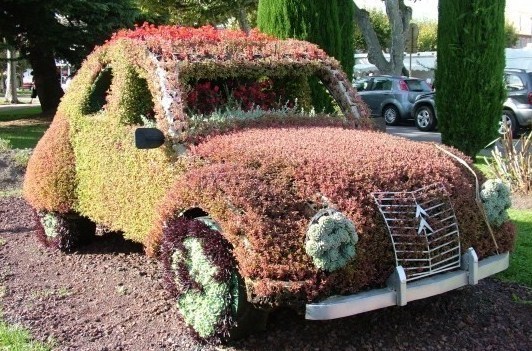 Insolite : les voitures recyclées en jardinières !