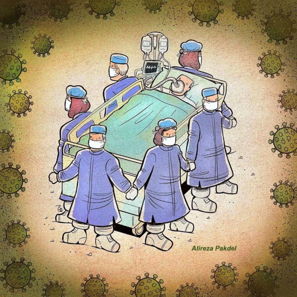 Dessins coronavirus en hommage au personnel soignant