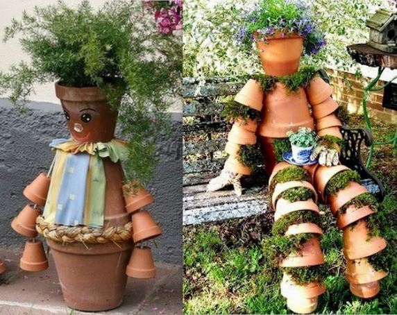 Les pots de fleurs encastrés au jardin