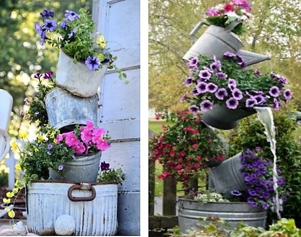 Les pots de fleurs encastrés au jardin