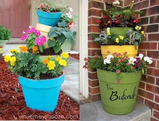 Les pots de fleurs encastrés au jardin