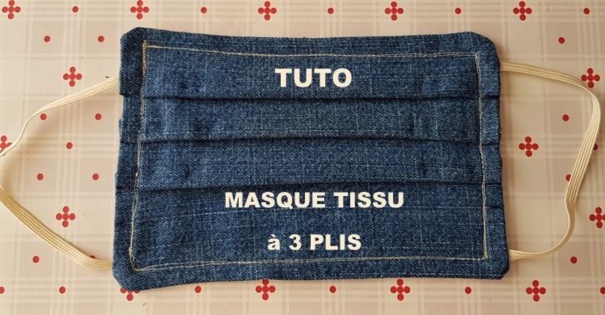 Tutoriel couture : masque tissu 3 plis en jean