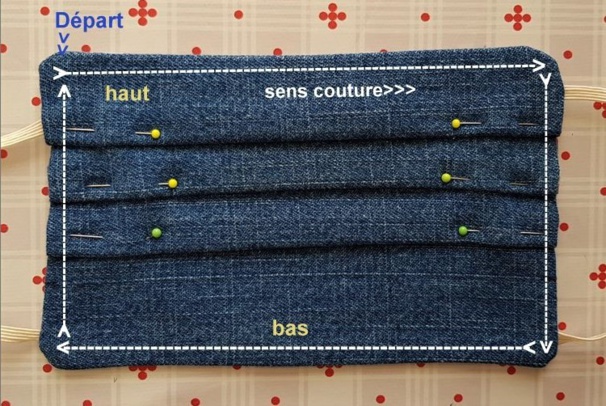 Tutoriel couture : masque tissu 3 plis en jean
