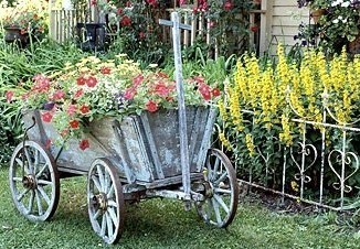 Les vieilles charrettes d'antan fleurissent le jardin ! Les vieilles charrettes d'antan fleurissent le jardin !