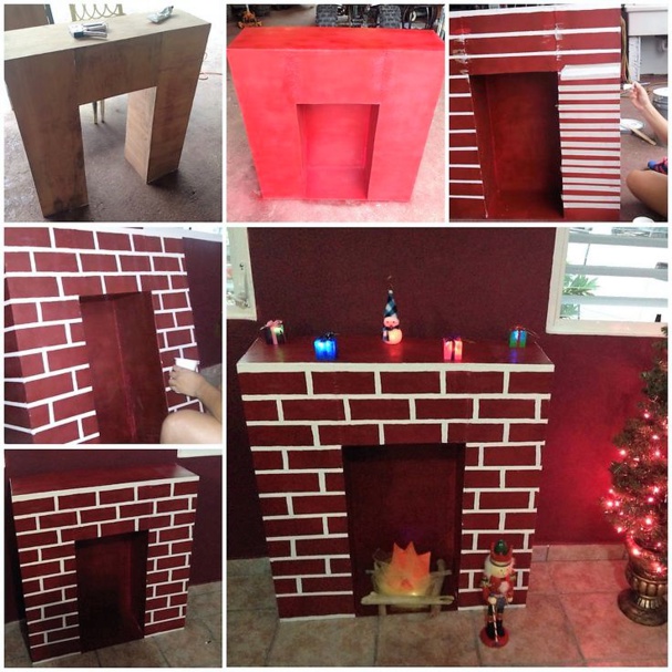 Faire une cheminée en carton pour Noël