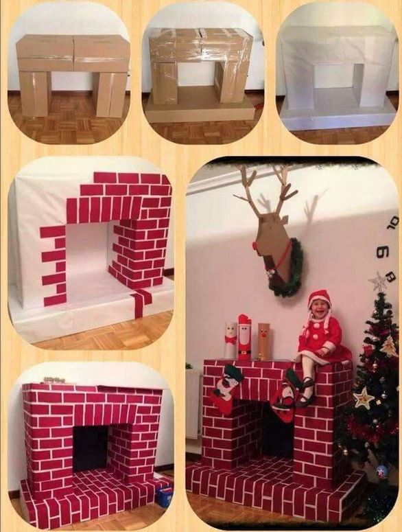 Faire une cheminée en carton pour Noël