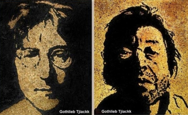 Portraits de Stars réalisés en mégots de cigarettes Portraits de Stars réalisés en mégots de cigarettes