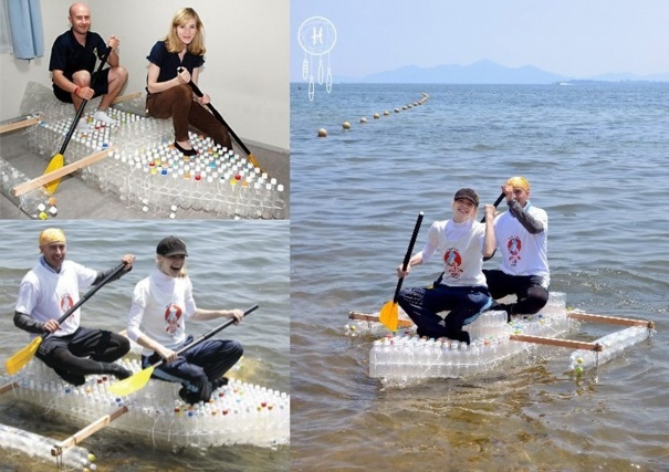 Barques et radeaux fabriqués en bouteilles plastique Barques et radeaux fabriqués en bouteilles plastique