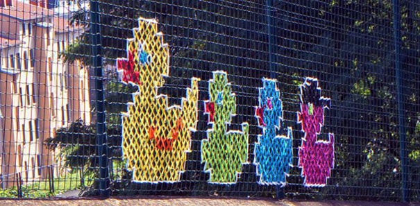 broderies canards sur grillage